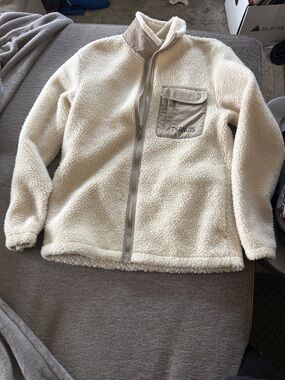 H&M Peanuts Cream Sherpa Puffer Jacket with Chest Pocket